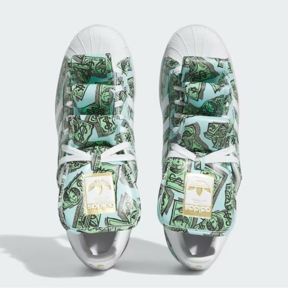JEREMY SCOTT X ADIDAS 👟 MONEY PRINT 💵 SUPERSTAR SHOES NWT - Picture 2 of 9